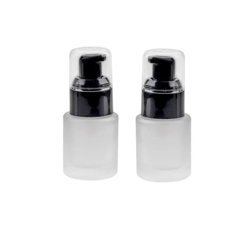 Honkenda 30ml 1OZ Frosted Glass Pump Bottles with Press Pump, Travel Size Refillable Empty Liquid Foundation Container Dispenser Storage Bottles for Cosmetic Lotion Essence Emulsion Sample (2 Pack) - Image 1